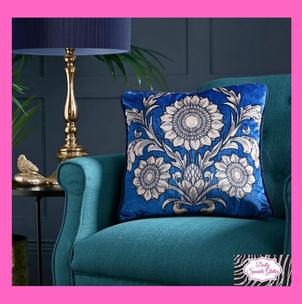 Romilly Cushion In Blue By Laurence Llewelyn-Bowen