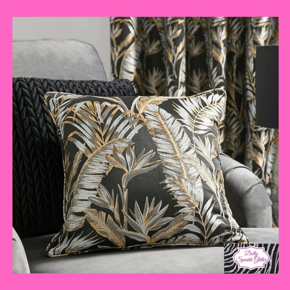 Paradise Palm Filled Cushion In Black By Laurence Llewelyn-Bowen