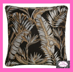 Paradise Palm Filled Cushion In Black By Laurence Llewelyn-Bowen